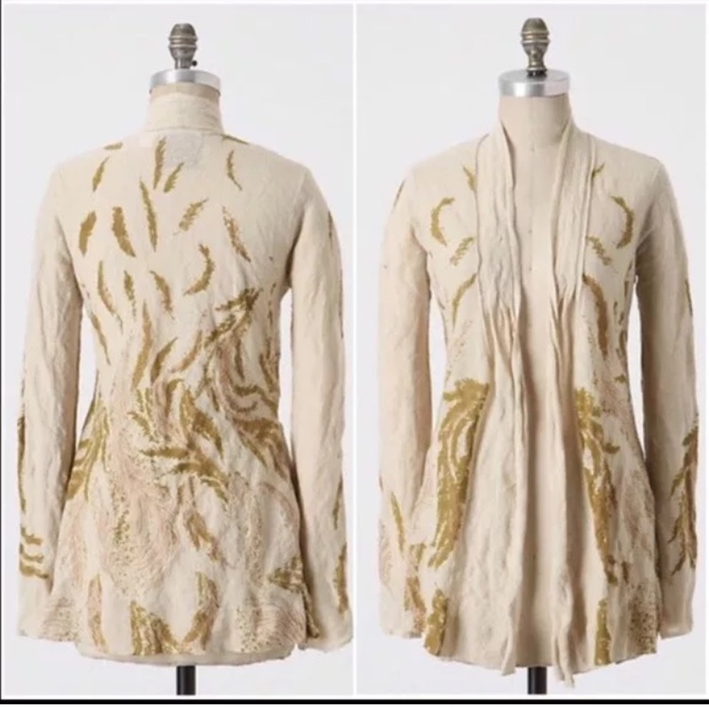 Anthropologie Guinevere Feather Cardigan